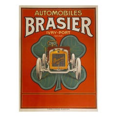 Antique Rare Original Poster for Brasier Motors by Boutin
