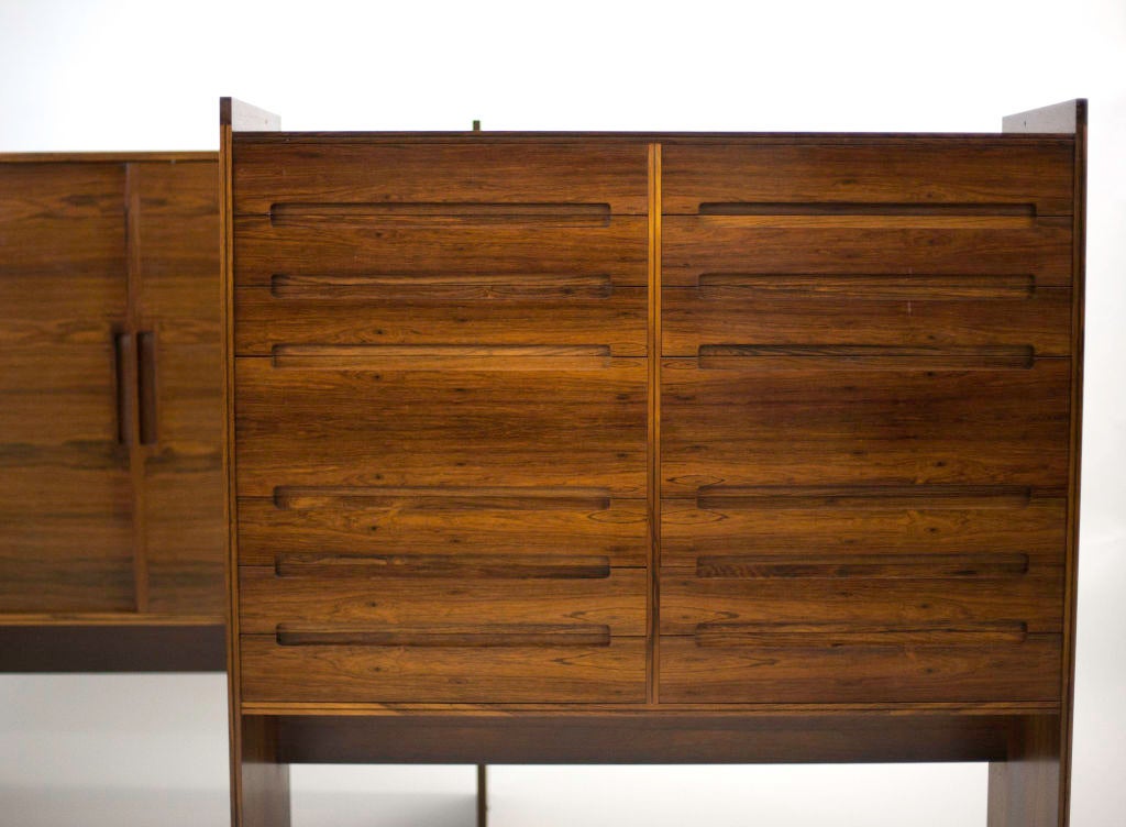 Jalk designed rosewood cabinet-sideboard. Designed by the prolific Danish designer and architect Grete Jalk, and fabricated in lavish rosewood by P. Jeppesen in 1960. Jalk is one of the few woman ever to be classed with the Scandinavian design