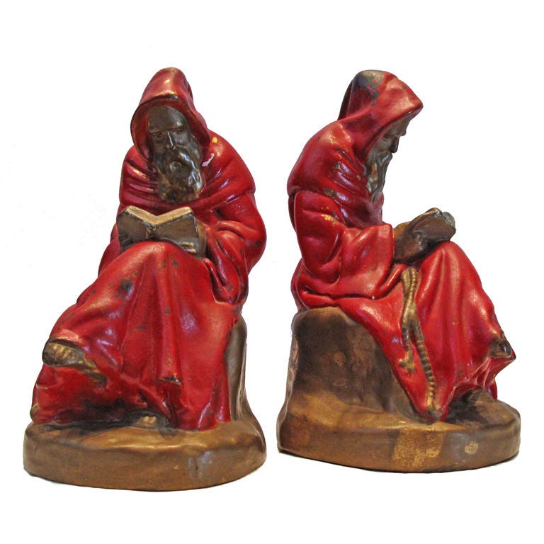 Bronze Bookends - Reading Monks