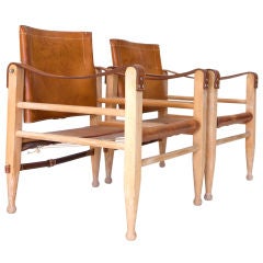 Vintage Pair of Leather "Safari" Chairs