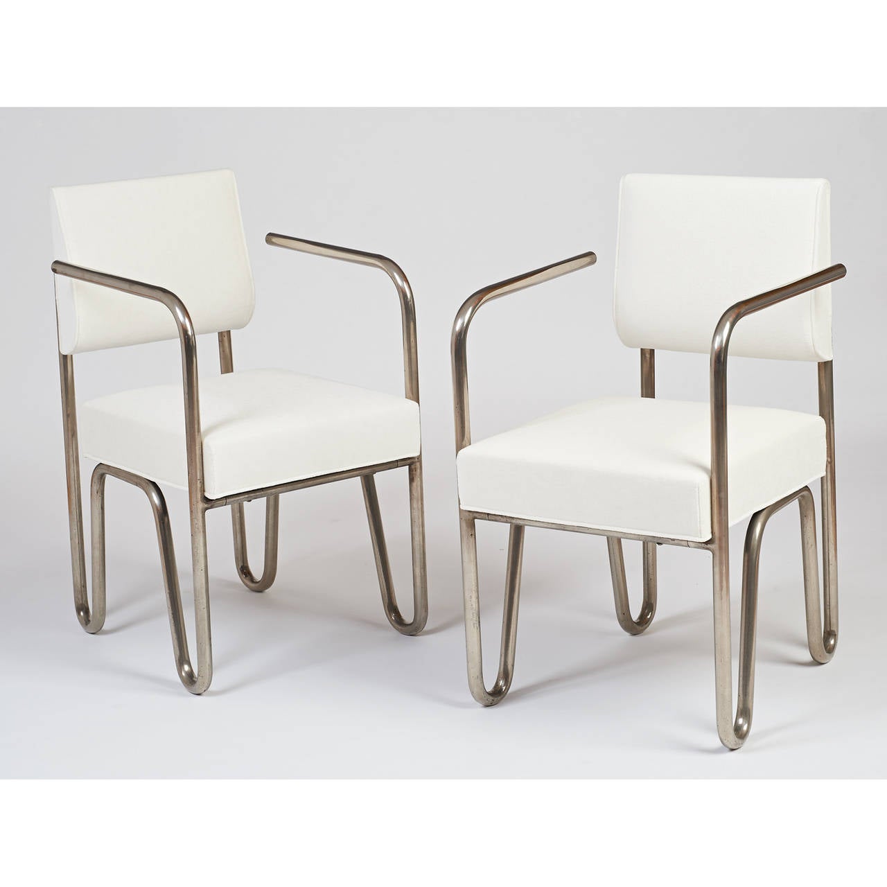 Coppia di sedie tubolari in metallo di Andre Sornay, 1929 ca.