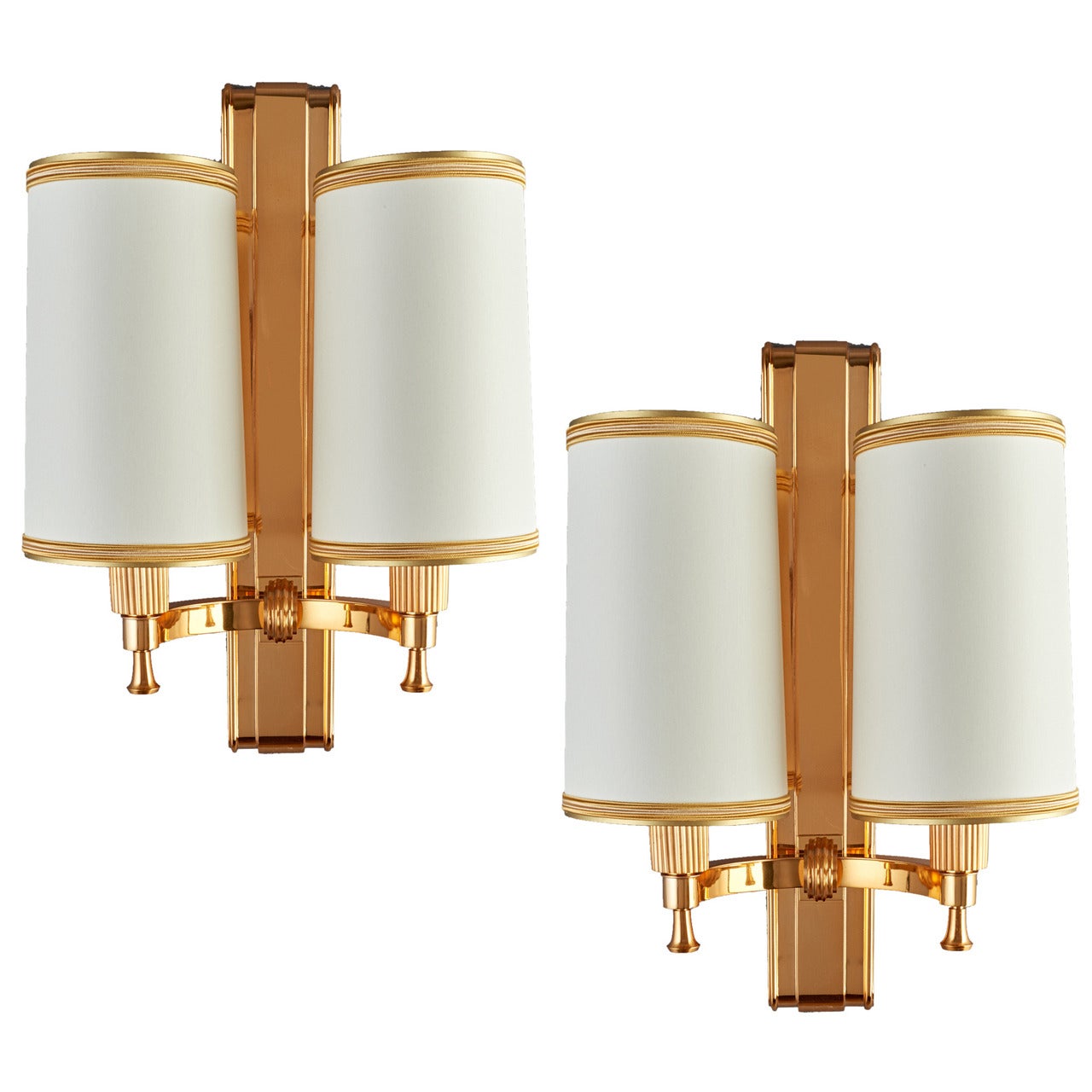 Two Pair of Elegant 1940's Bronze Sconces by Maxime Old