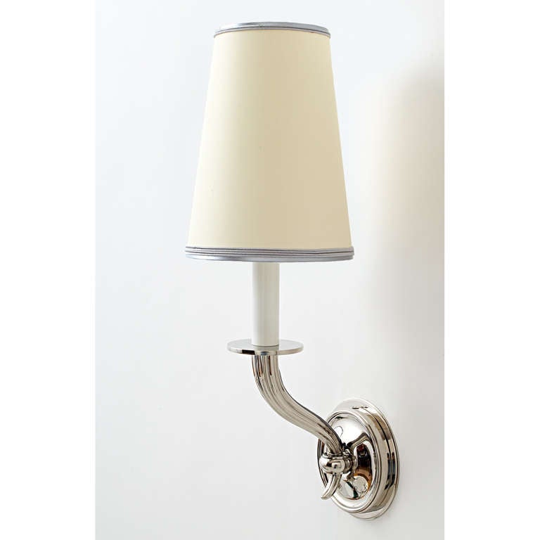 A Pair of Nickled Bronze Neoclassical Sconces by Delisle