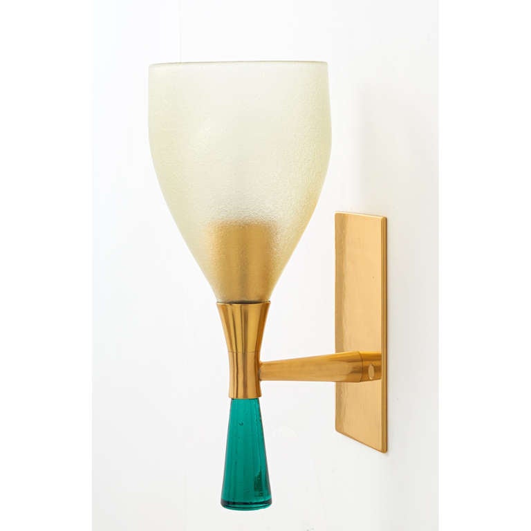 Gold-Flecked Glass Sconces by Venini