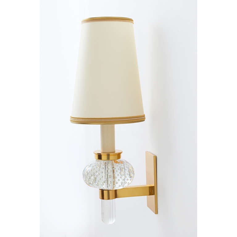 Mid-Century Modern Pair of Italy, 1950s Bubble Glass Sconces
