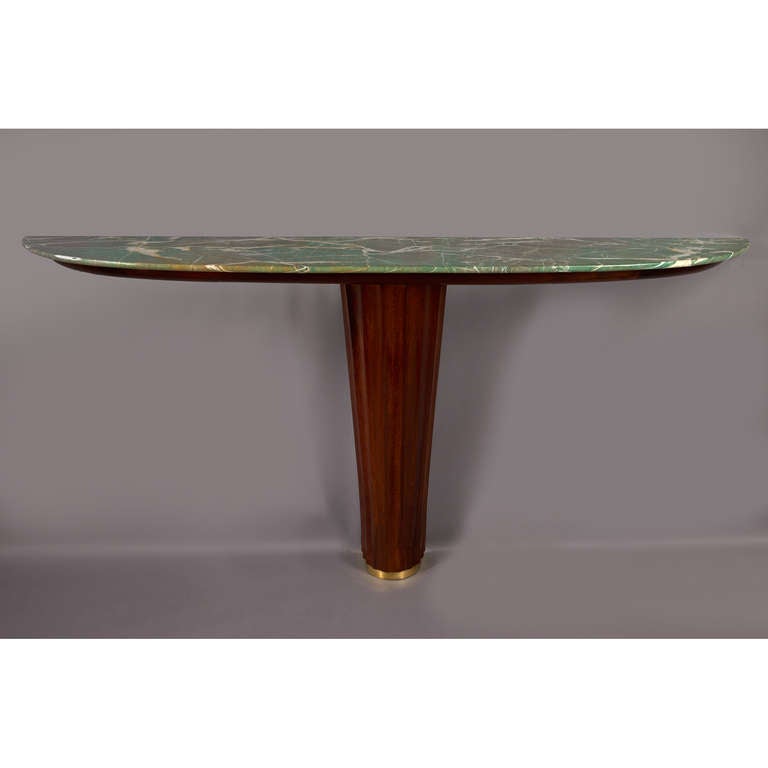 An Italian Fluted Mahogany Tapering Pedestal Console, 1940s 1