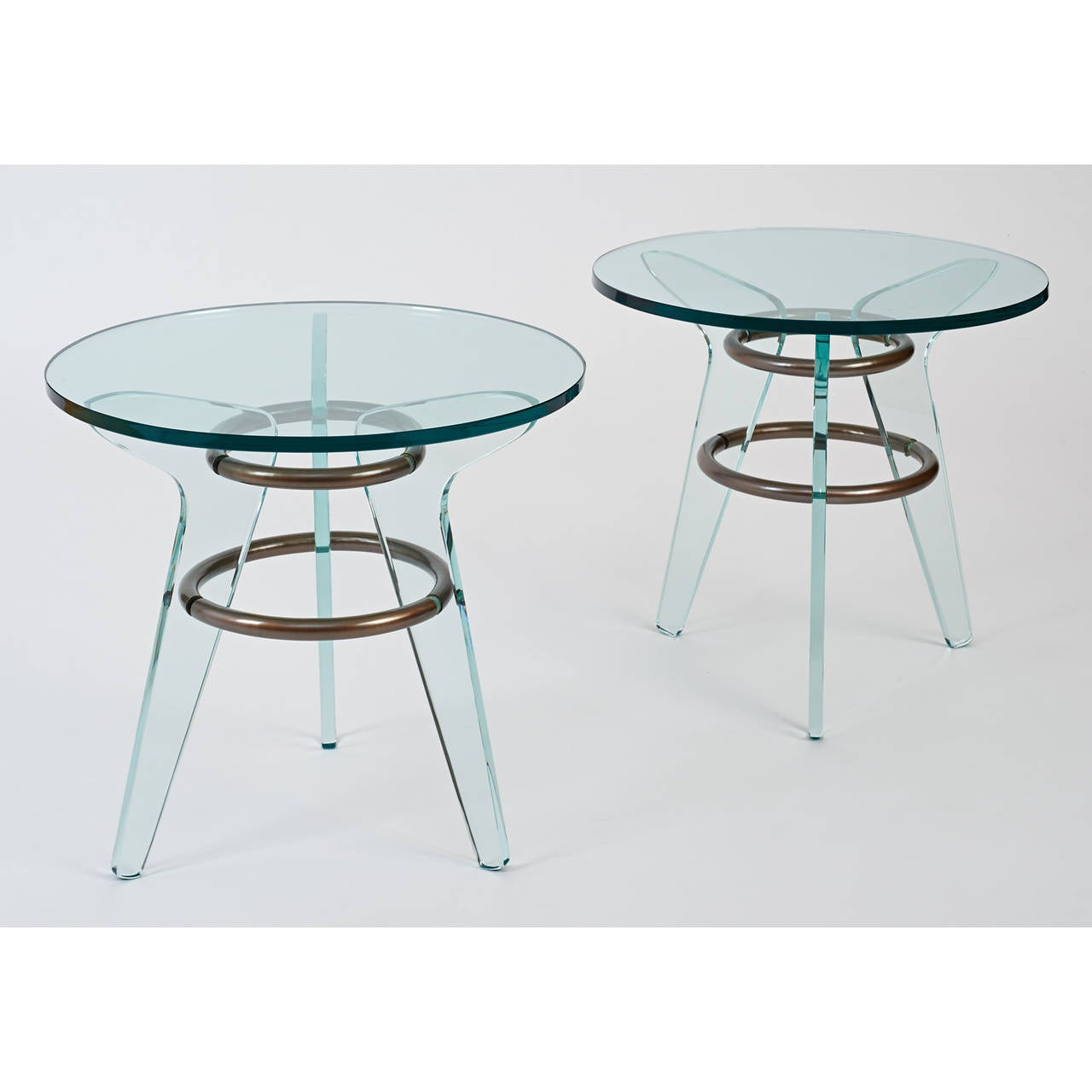 Pair of Italian Midcentury Glass Tables In Excellent Condition In New York, NY