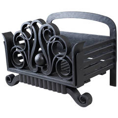Vintage Wrought Iron Log Carrier in the Manner of Raymond Subes, 1930s