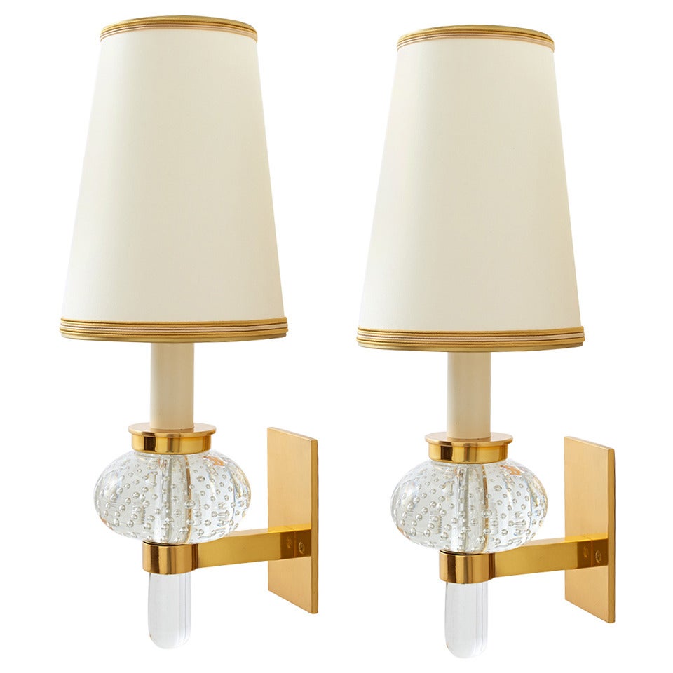 Pair of Italy, 1950s Bubble Glass Sconces