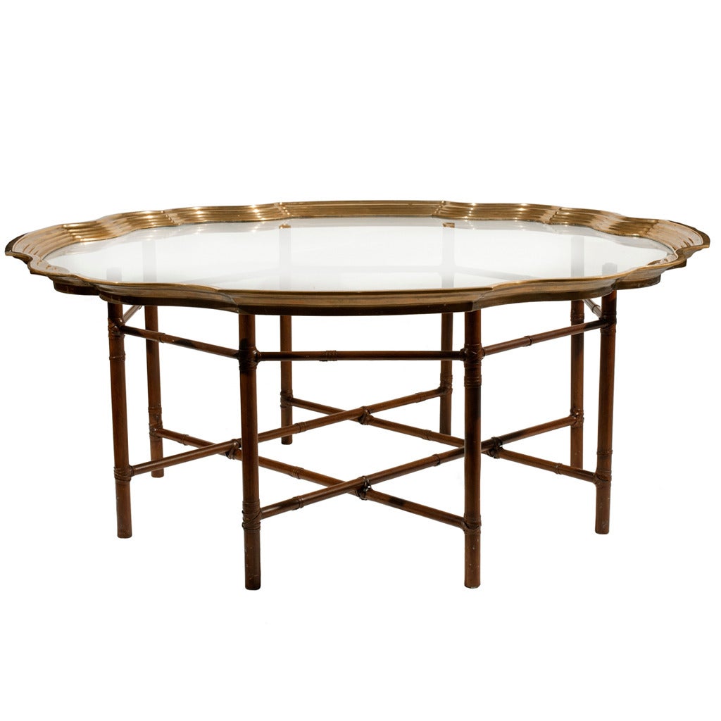 Baker Faux Bamboo and Brass Coffee Table