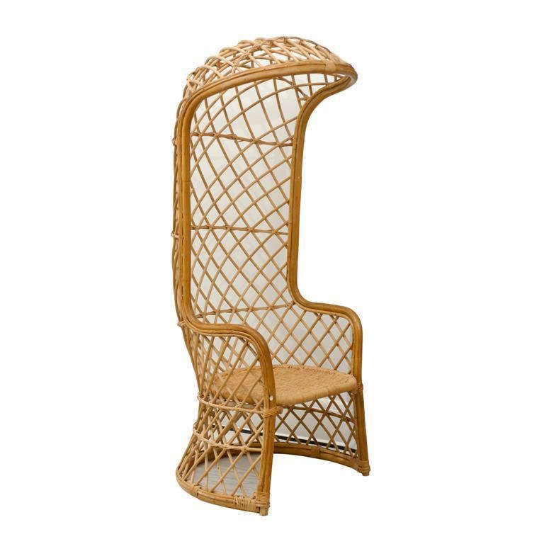 Hooded Wicker Chair At 1stdibs