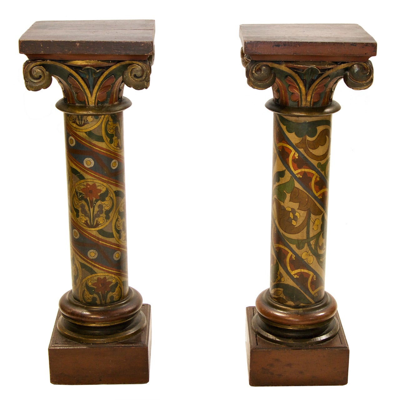 19th Century Pair of Continental Stands in a Polychrome Painted Finish