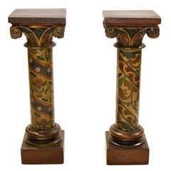 19th Century Pair of Continental Stands in a Polychrome Painted Finish