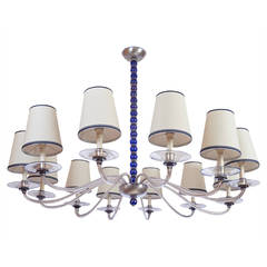 Early Murano Clear and Blue Chandelier