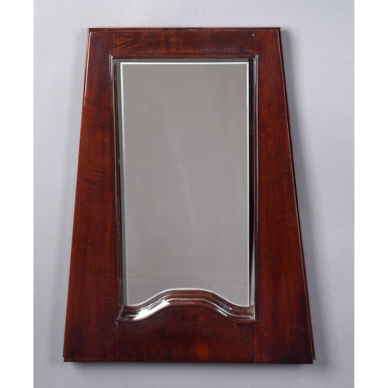 Mid-Century Modern Set of Four Italian Stained Fruitwood Tapering Trapezoidal Mirrors For Sale
