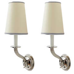 A Pair of Nickled Bronze Neoclassical Sconces by Delisle