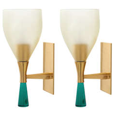 Gold-Flecked Glass Sconces by Venini