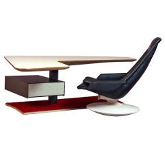 Boomerang Desk and Gemini Chair, France, 1970s