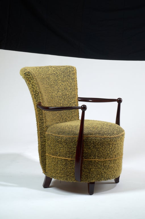 Mid-Century Modern Graceful Chauffeuse Wood Armchair, France, 1940s