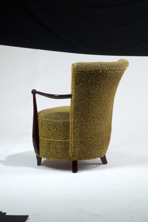 French Graceful Chauffeuse Wood Armchair, France, 1940s
