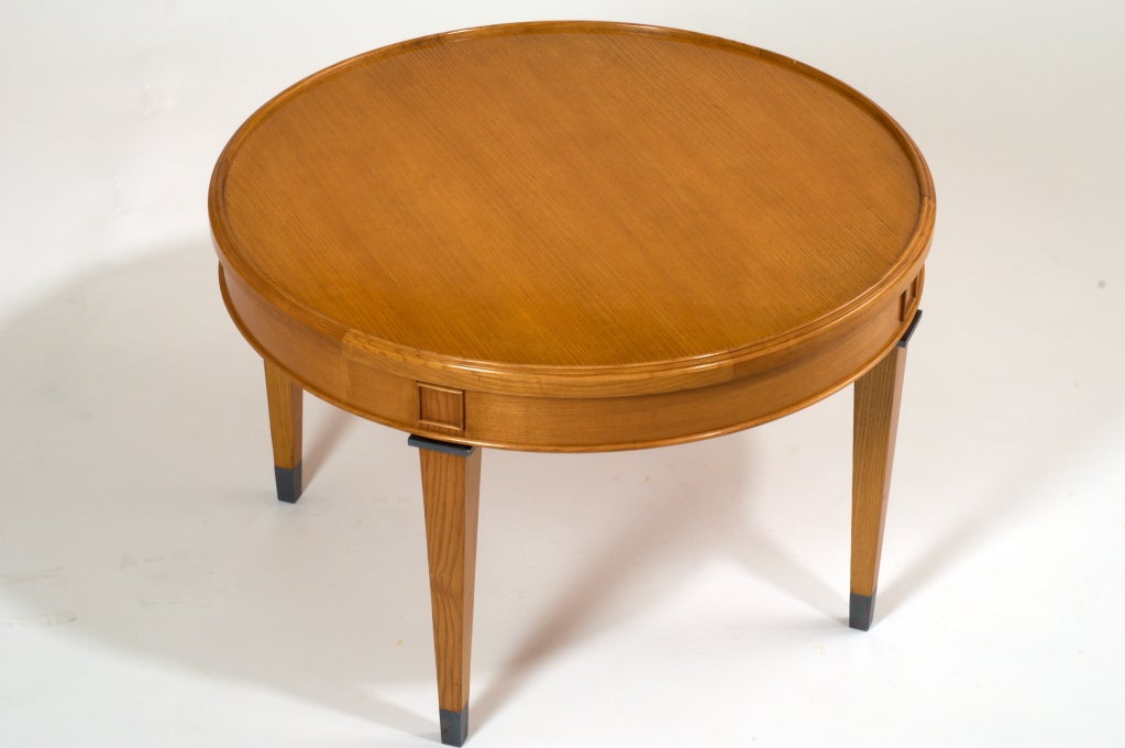 Mid-Century Modern Light Wood Neoclassical Coffee Table, France, 1950s For Sale