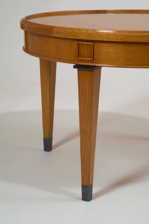 French Light Wood Neoclassical Coffee Table, France, 1950s For Sale