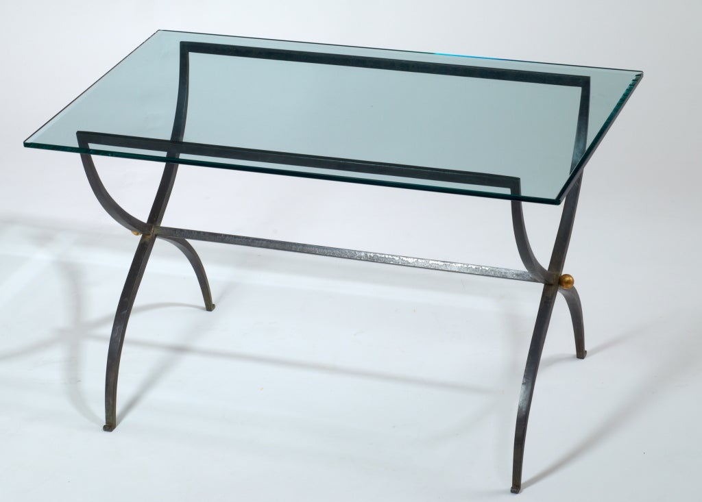 French Patinated Wrought Iron Coffee Table, France, 1950's