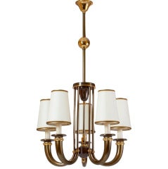 Jean Pascaud Bronze Chandelier, 1950s