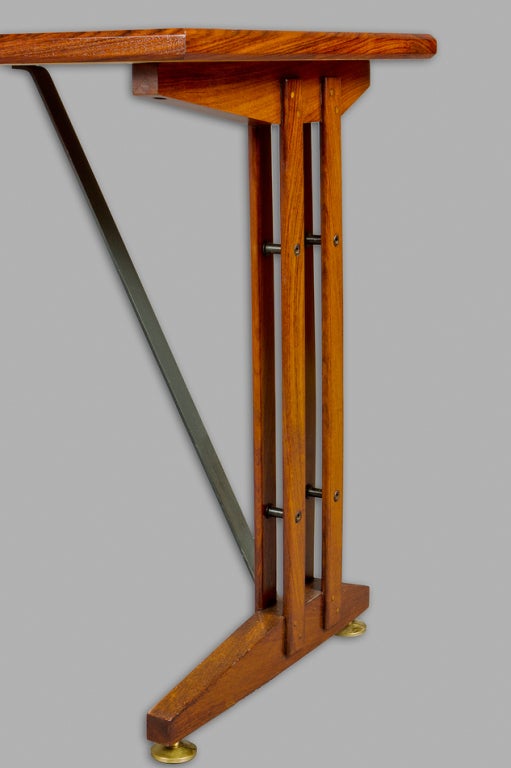 Italian Writing or Laptop Table or Desk in Polished Wood, Italy, 1950s