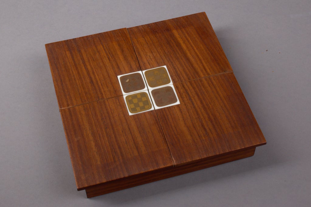 German Rosenthal Box with Porcelain Tiles by Bjorn Wiinblad, 1960s For Sale
