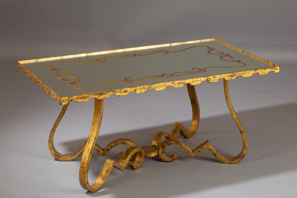 French Baroque Gilt Wrought Iron Coffee Table
