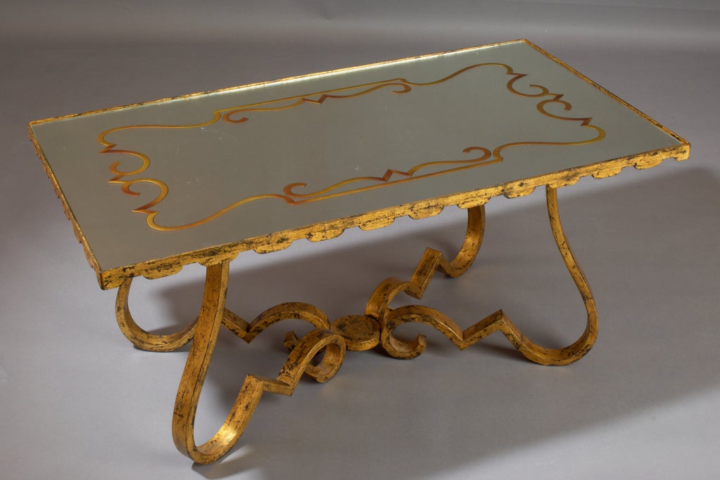 Baroque Gilt Wrought Iron Coffee Table In Excellent Condition In New York, NY