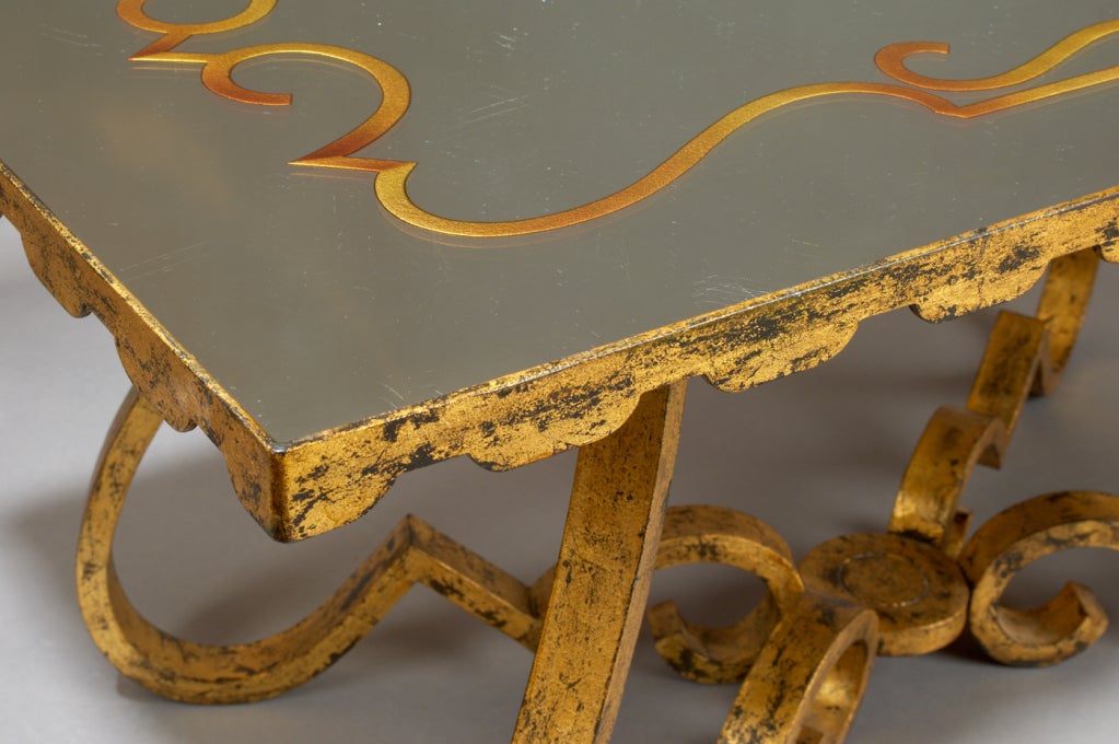 Mid-20th Century Baroque Gilt Wrought Iron Coffee Table