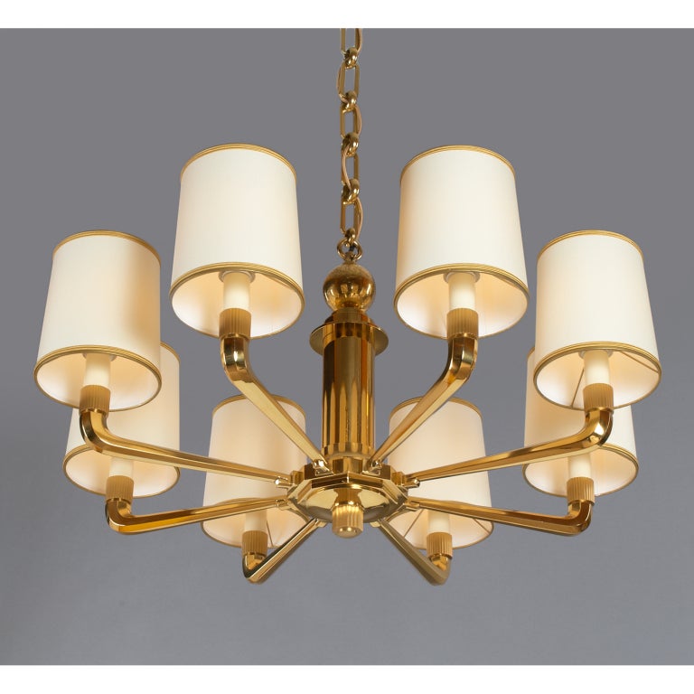 Genet Michon Eight Branch Bronze Chandelier 3