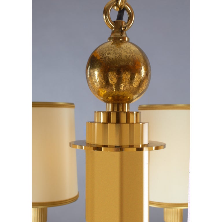 Mid-20th Century Genet Michon Eight Branch Bronze Chandelier
