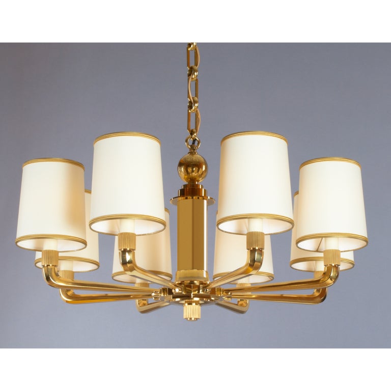 Genet Michon Eight Branch Bronze Chandelier 1