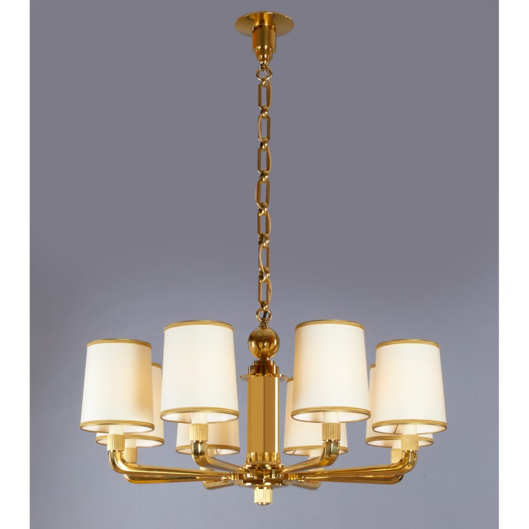Genet Michon Eight Branch Bronze Chandelier 2
