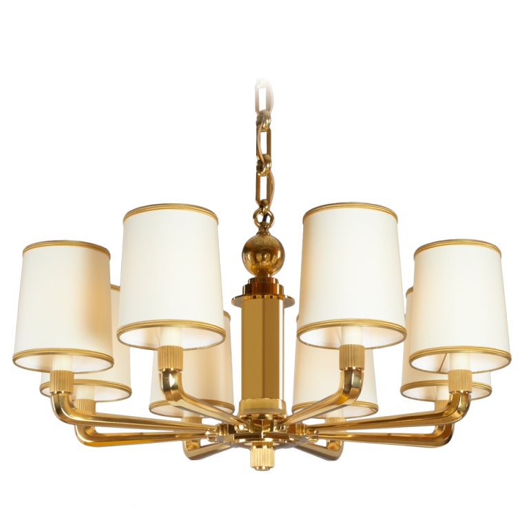 Genet Michon Eight Branch Bronze Chandelier