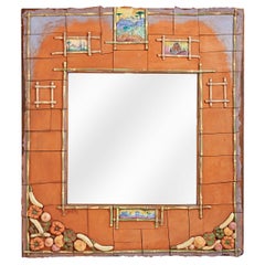 Magnificent Ceramic Mirror by Alain Girel for Hermes, Commissioned in 1994