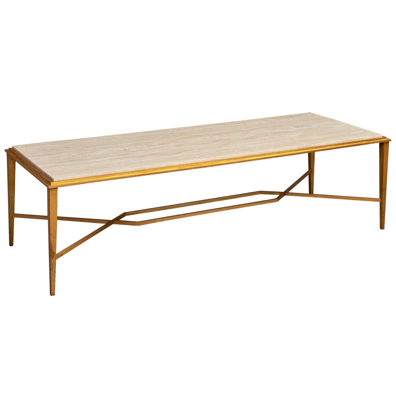 Important Modernist 1950s Gilt Wrought Iron Table by Ramsay