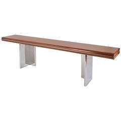 Long Walnut Console with Rounded Edge by Hans Von Klier, 1970s 11