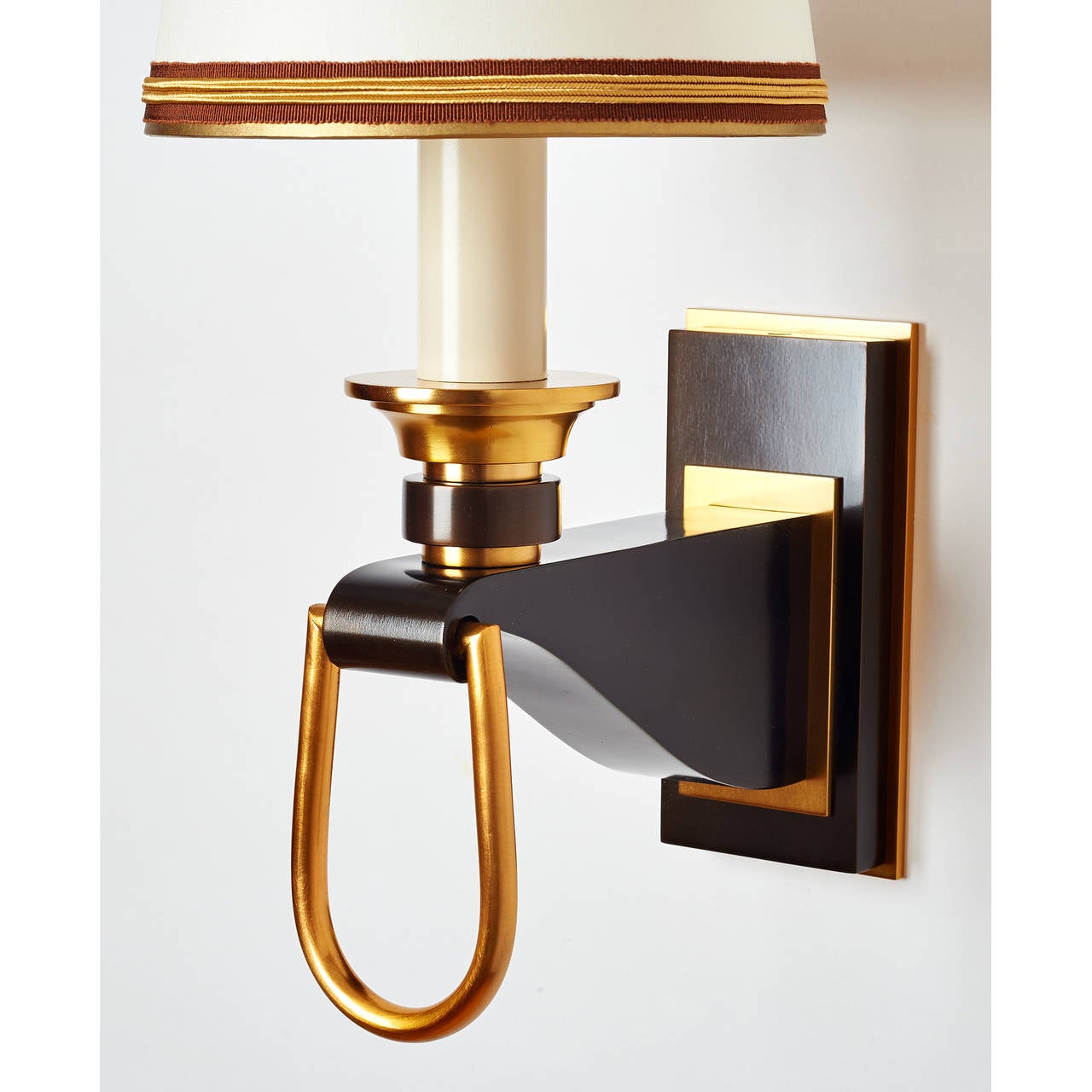 Mid-20th Century Elegant Pair of 1950s French Sconces with Stirrup Motif