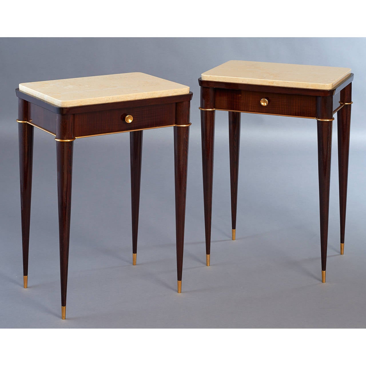 Mid-20th Century Stunning Pair of 1940's French Side Tables by Batistin Spade 