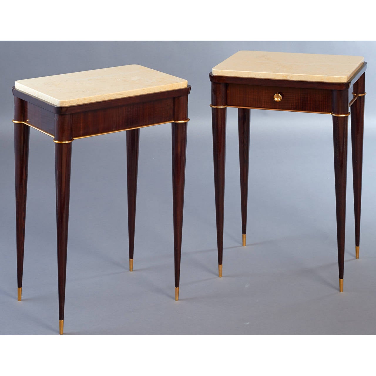 Mid-Century Modern Stunning Pair of 1940's French Side Tables by Batistin Spade 