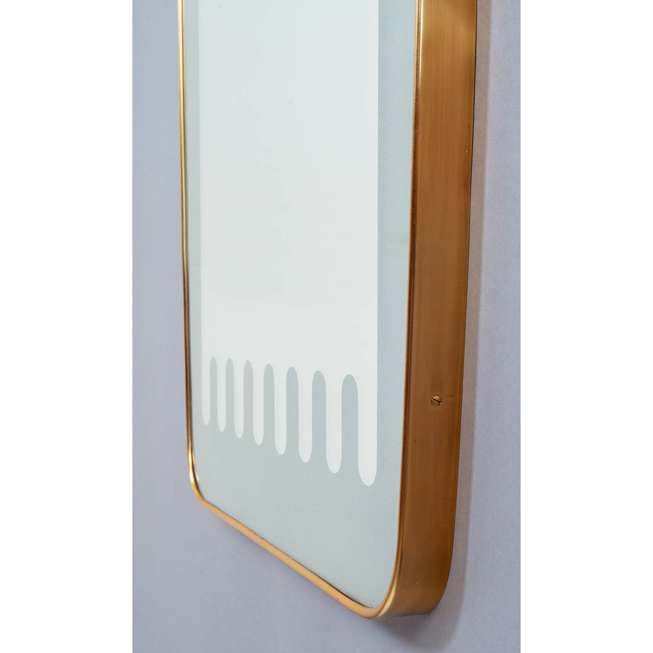 Brass Italian 1950s Mirror with Wave Pattern