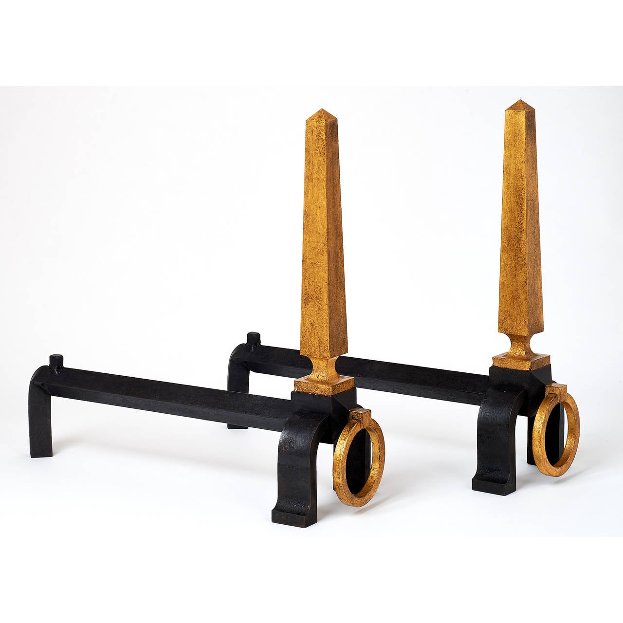 Pair of 1950s Wrought Iron Andirons