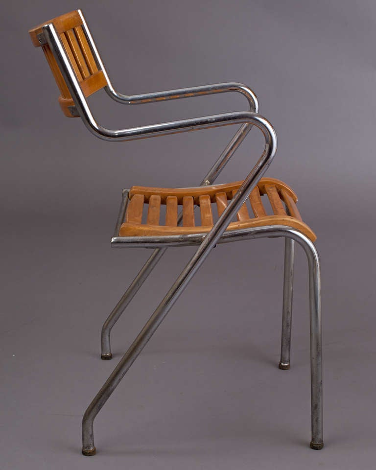 Pair of Chromed Tubular Armchairs, Italy 1950s In Good Condition For Sale In New York, NY