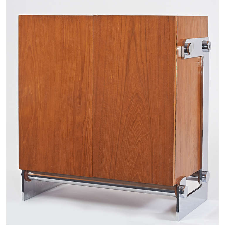 Late 20th Century A Single French 1970s Modernist Walnut Cabinet by Gilles Bouchez