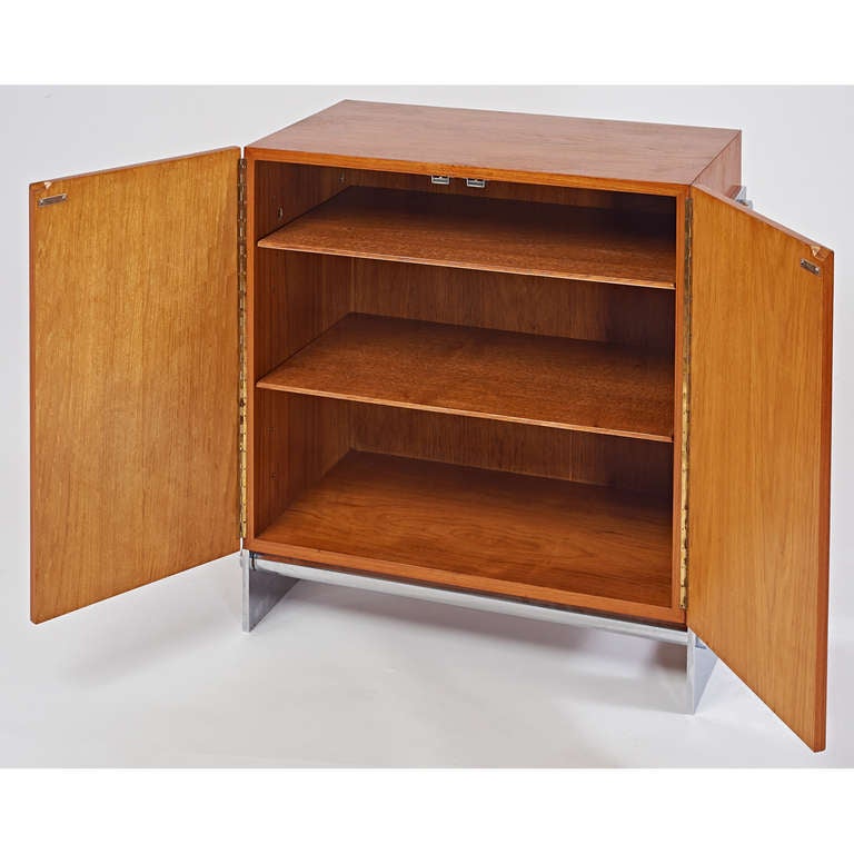 A Single French 1970s Modernist Walnut Cabinet by Gilles Bouchez 1