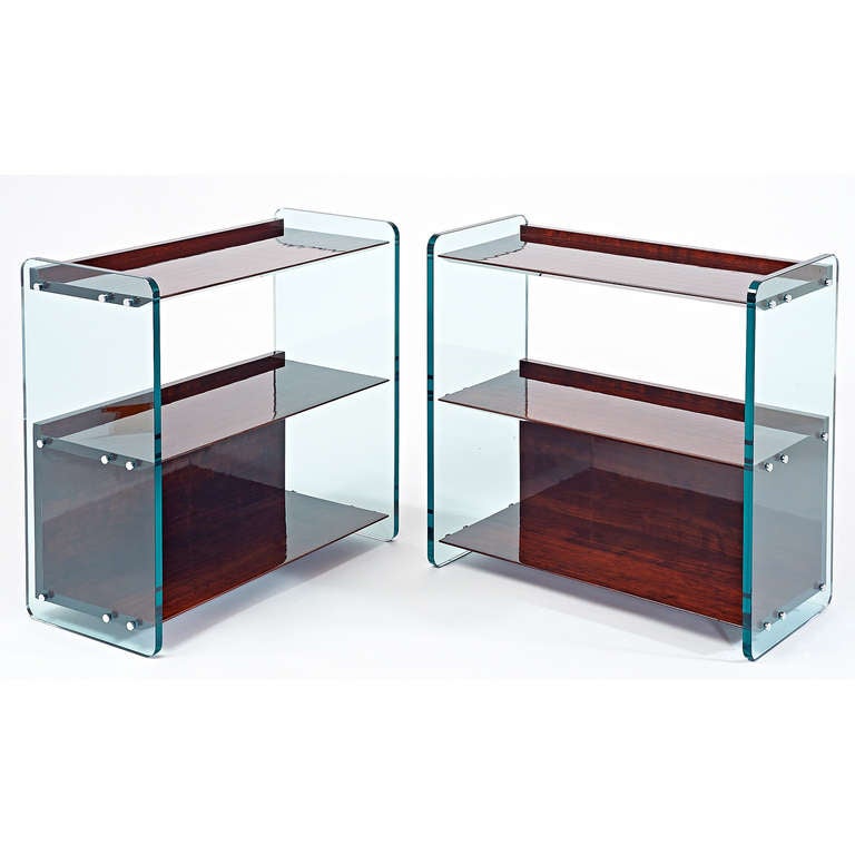  A Large Glass Side Table or Bookshelf, France 1970s In Excellent Condition In New York, NY